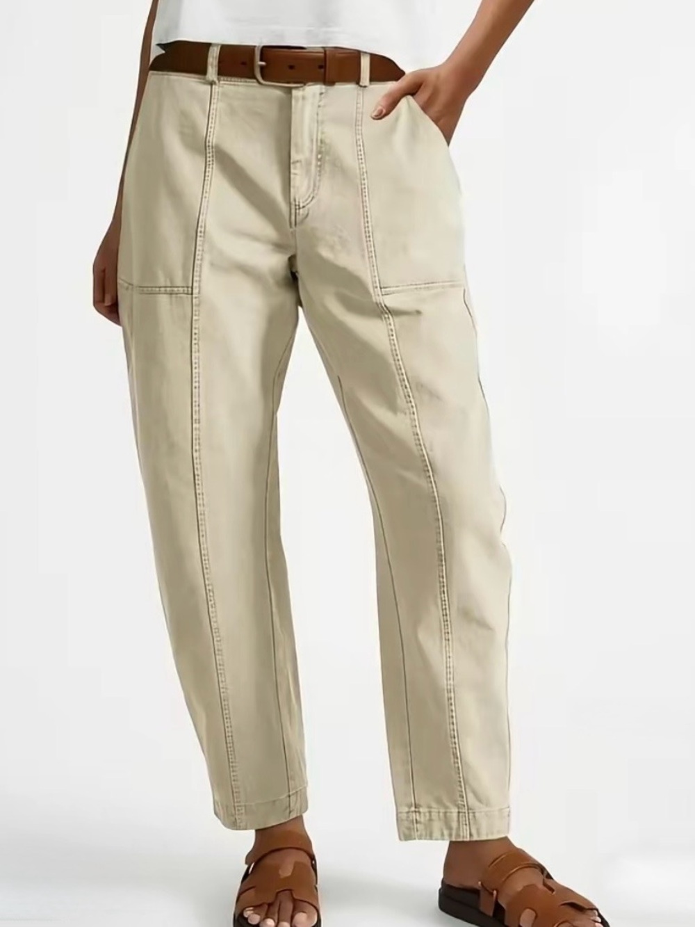 NWOT Flamingals Baby Barrel Pants— Cream